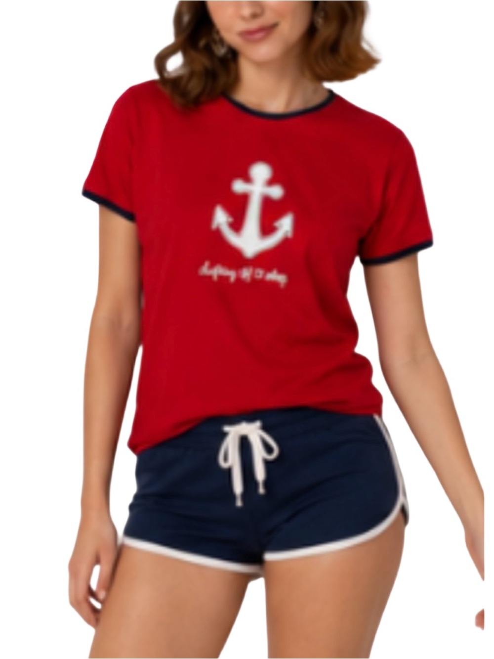 New Lazy One “Drifting Off To Sleep” Anchor Fitted Sleep Top NWOT